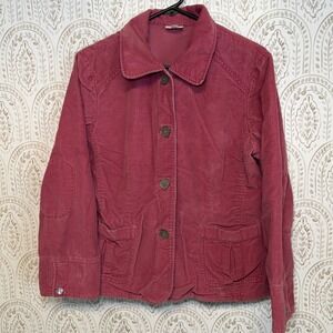 J. Jill Womens Pink Corduroy Button Front Chore Jacket Cotton Size M 100 cotton